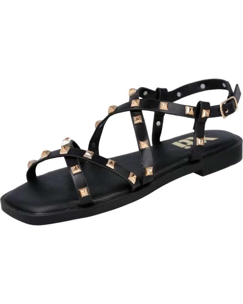 XTI SANDALIAS XTI DE MUJER CON TACHAS PLANAS NEGRO