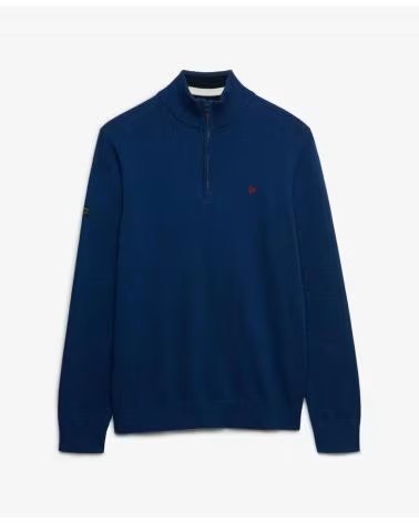SUPERDRY MAGLIONE PREPPY ESSENTIAL BLU CON COLLO ALTO E ZIP VARIOS COLORES