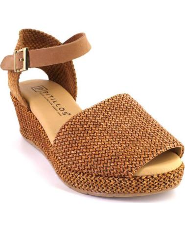 PITILLOS SANDALIAS DE CUÑA DE CUERO PARA MUJER PITILLOS 11260 CUERO