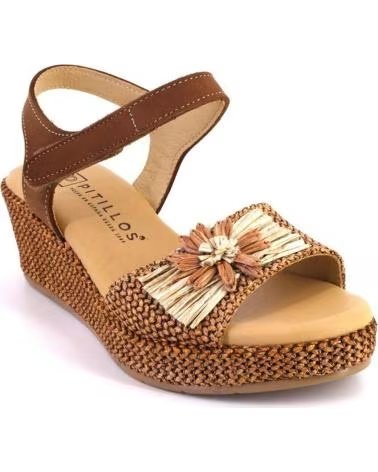 PITILLOS SANDALI CON ZEPPA IN PELLE DA DONNA CUERO