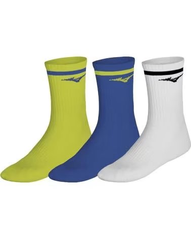 MIZUNO PACK 3 MEIAS MIZUNO TRAINING CREW MULTICOLOR MULTICOLOR RACER BLUE WHITE BLACK 401