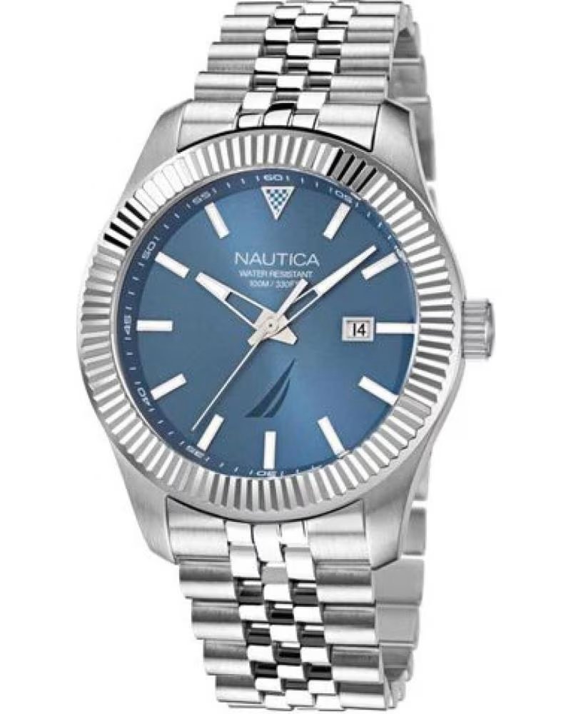 NAUTICA OROLOGIO NAUTICA DA UOMO CON QUADRANTE BLU E BRACCIALE METALLICO GRIS