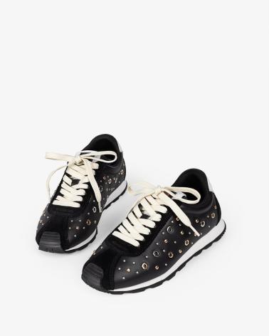 POPA ZAPATILLAS DEPORTIVAS NEGRAS CON TACHAS PARA MUJER NEGRO