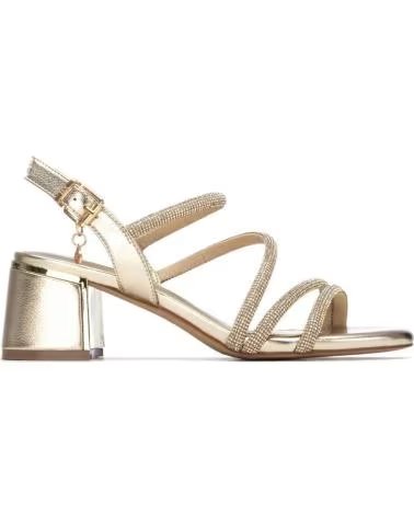 SANDALES XTI À BRIDES CROISÉES ET TALON MÉTALLIQUE 4 CM ORO-PLATINO
