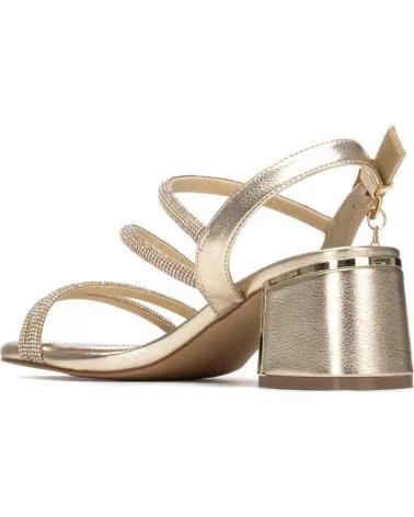SANDALES XTI À BRIDES CROISÉES ET TALON MÉTALLIQUE 4 CM ORO-PLATINO