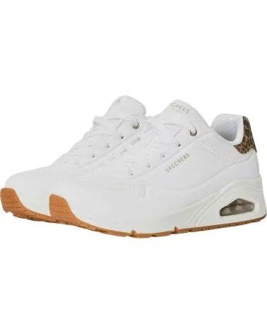 SKECHERS ZAPATILLAS 177093-WHLD EN BLANCO PARA MUJER WHITE DURABUCK-LEOPARD PRINTED SUEDE-MESH TRIM