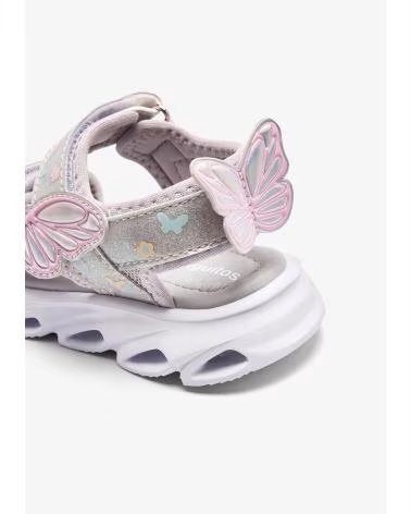 CONGUITOS SANDALIAS 260017 CON LUCES LED, FLORES Y MARIPOSAS PLATA SILVER