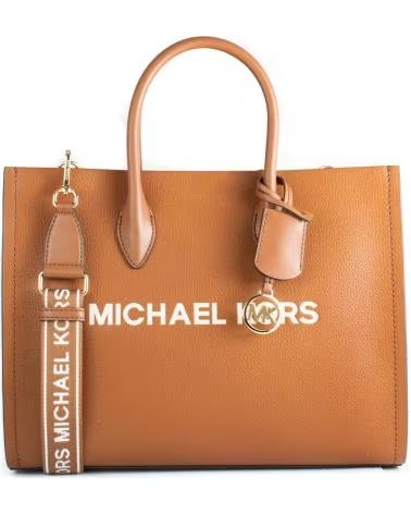 MICHAEL KORS BOLSA TOTE MICHAEL KORS LOGO MONOGRAM COURO MARROM