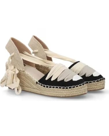 SPORT3PUNTO0 CUÑA ESPADRILLE COM TIRAS PRETO E BEGE VARIOS COLORES