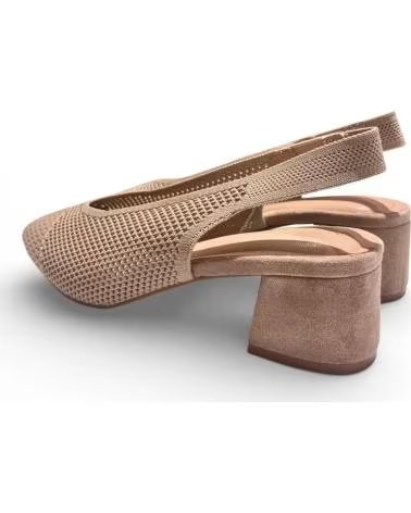 TIMBOS SAPATOS SLINGBACK BEGE COM SALTO BLOCO BEIGE