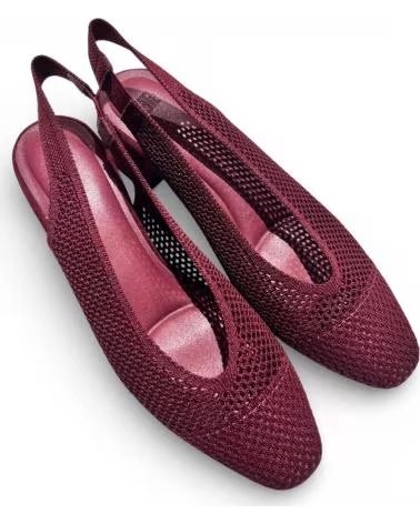 TIMBOS SAPATOS SLINGBACK DE SALTO BLOCO EM BORDÔ AZUL