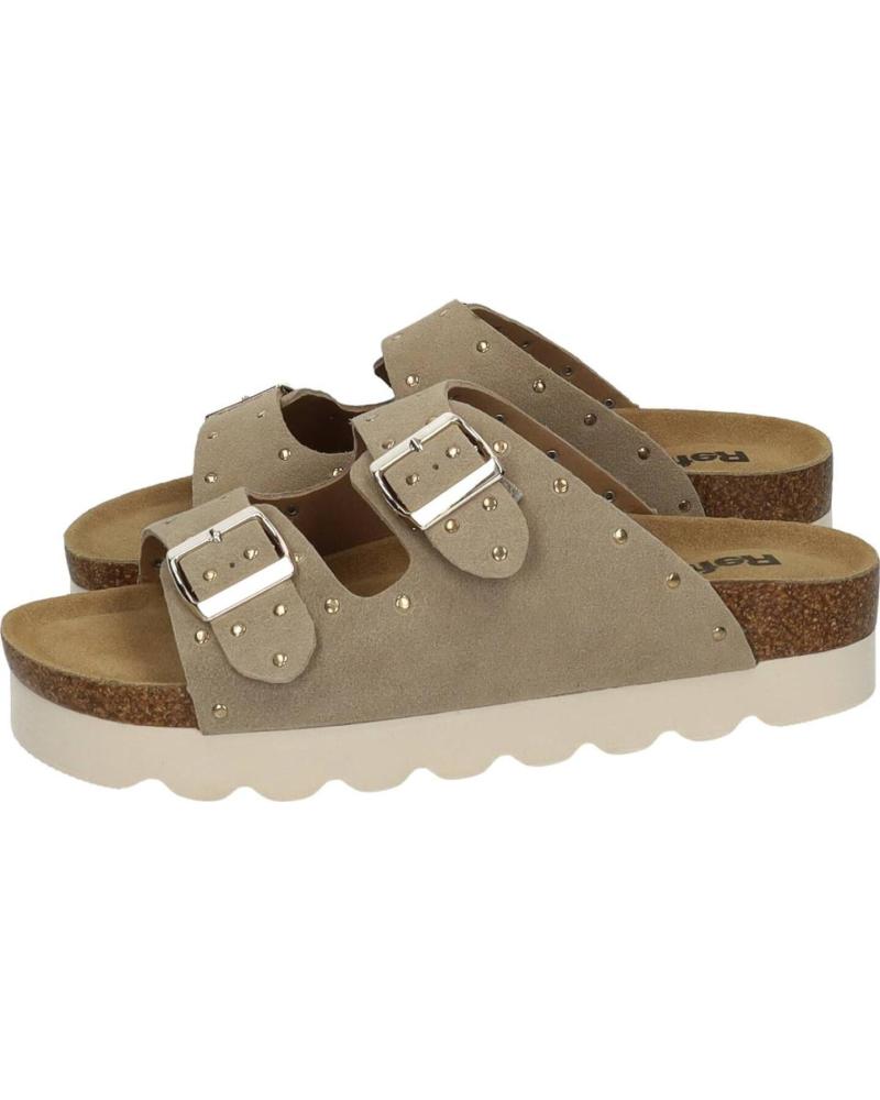 REFRESH SANDALIAS CON CUÑA Y DOBLE HEBILLA BEIGE