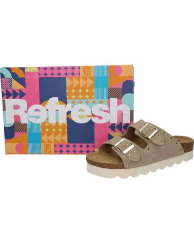REFRESH SANDALIAS CON CUÑA Y DOBLE HEBILLA BEIGE