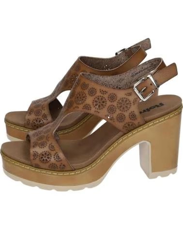 REFRESH SANDALIA DE TACÓN CON PLATAFORMA Y GRABADO FLORAL TAUPE