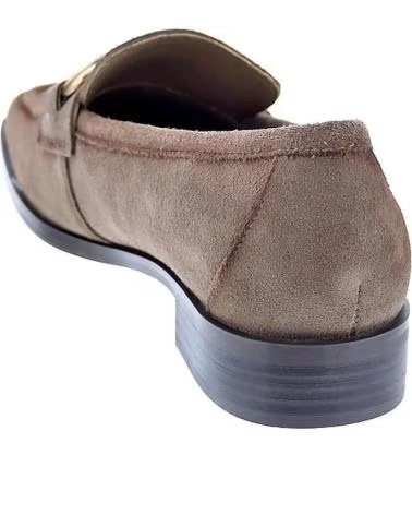 Shoes-De-Mujer-CARMELA-CARMELA WOMEN´S BROWN SUEDE LOAFERS WITH GOLD BUCKLE-TAUPE