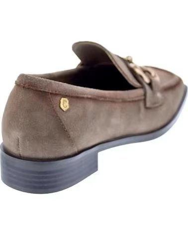 Shoes-De-Mujer-CARMELA-CARMELA WOMEN´S BROWN SUEDE LOAFERS WITH GOLD BUCKLE-TAUPE