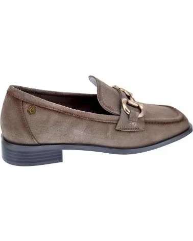 Shoes-De-Mujer-CARMELA-CARMELA WOMEN´S BROWN SUEDE LOAFERS WITH GOLD BUCKLE-TAUPE