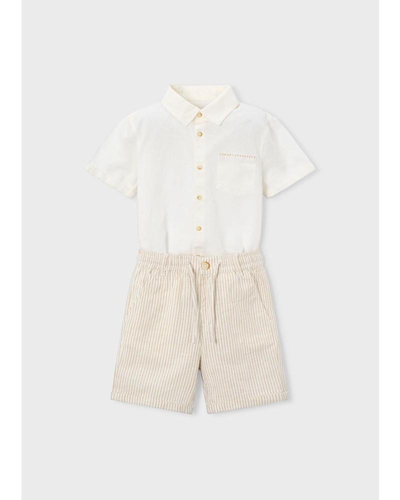 MAYORAL CONJUNTO CORTO BLANCO DE LINO PARA NIÑO MAYORAL BEIG