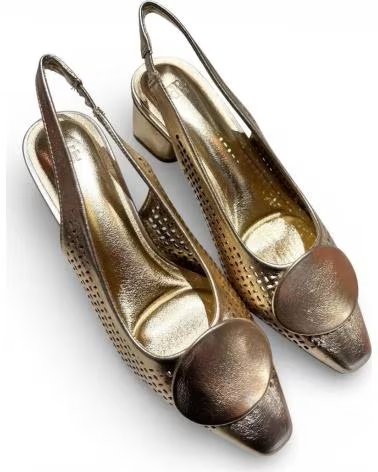 TIMBOS GOLDFARBENE SLINGPUMPS MIT BLOCKABSATZ FÜR PARTYS AMARILLO