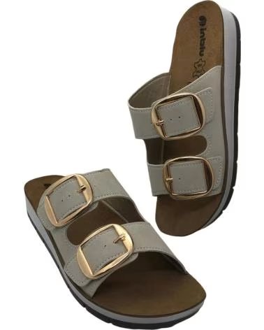 INBLU SANDÁLIA FEMININA INBLU ESTILO CHINELO CP000061 GELO COM FIVELAS DOURADAS HIELO