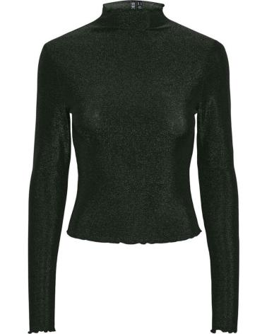 PIECES CAMISETA DE MANGA LARGA CON CUELLO ALTO TEXTURIZADO NEGRO