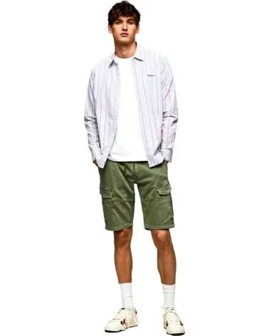 PEPE JEANS GESTREIFTES PEPE JEANS BAUMWOLLHEMD FÜR HERREN BLANCO