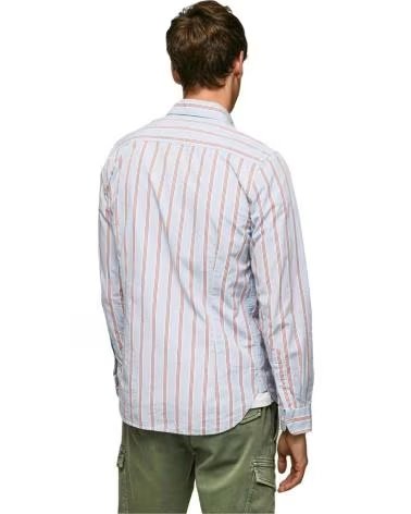 PEPE JEANS GESTREIFTES PEPE JEANS BAUMWOLLHEMD FÜR HERREN BLANCO