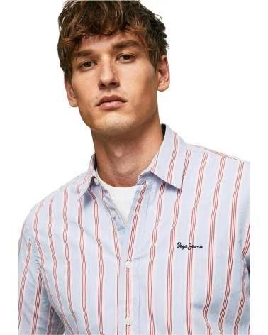 PEPE JEANS GESTREIFTES PEPE JEANS BAUMWOLLHEMD FÜR HERREN BLANCO