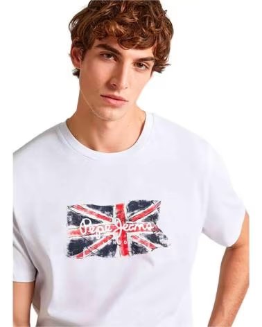PEPE JEANS KURZARM-T-SHIRT MIT UNION JACK-DRUCK FÜR HERREN REF: 858025 BLANCO