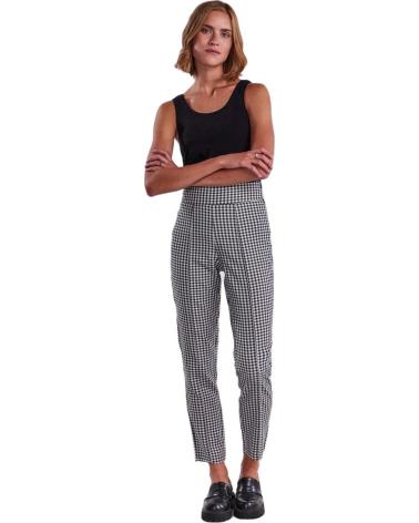 PIECES PANTALÓN 17130241 DE TIRO ALTO CON ESTAMPADO DE CUADROS NEGRO