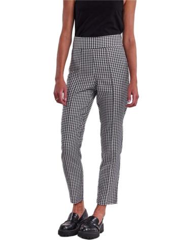 PIECES PANTALÓN 17130241 DE TIRO ALTO CON ESTAMPADO DE CUADROS NEGRO
