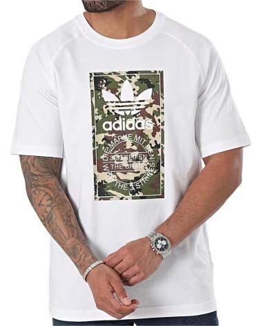 ADIDAS CAMISETA ADIDAS CAMO TONGUE TEE BLANCA BLANCO