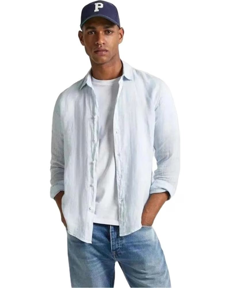 PEPE JEANS CAMISA DE LINHO AZUL CLARO PEPE JEANS MASCULINA AZUL