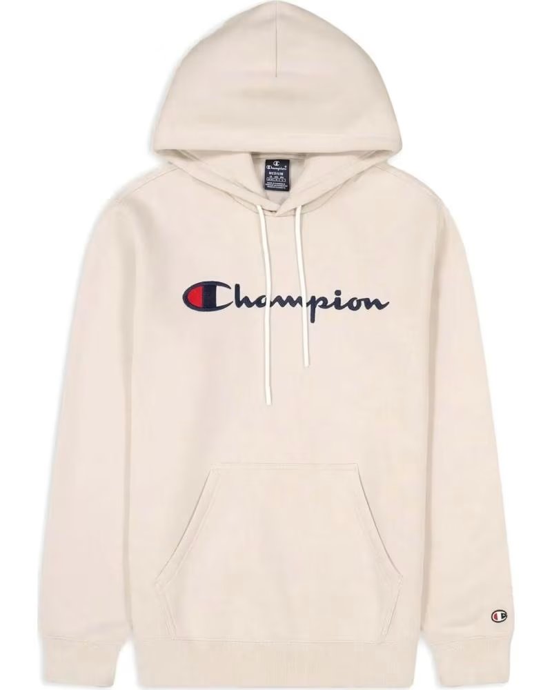 CHAMPION FELPA CON CAPPUCCIO CHAMPION LOGO SCRIPT UNISEX BEIGE BEIGE