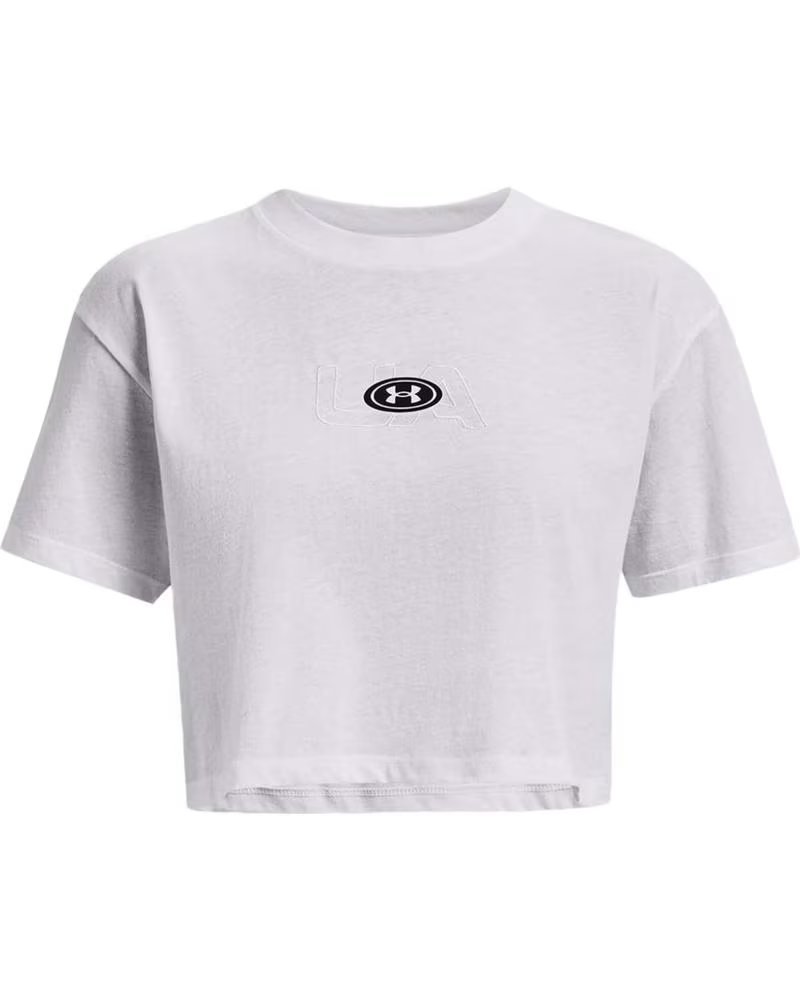 UNDER ARMOUR CAMISETA CROPPED DE MANGA CURTA UNDER ARMOUR FEMININA BLANCO