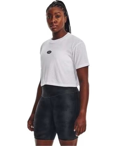 UNDER ARMOUR CAMISETA CROPPED DE MANGA CURTA UNDER ARMOUR FEMININA BLANCO
