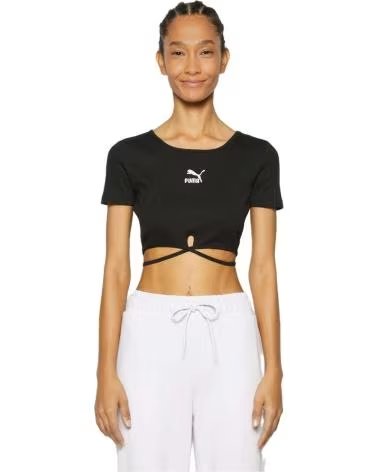 PUMA CAMISETA CORTA MUJER PUMA TALLA NEGRA CON LAZOS NEGRO