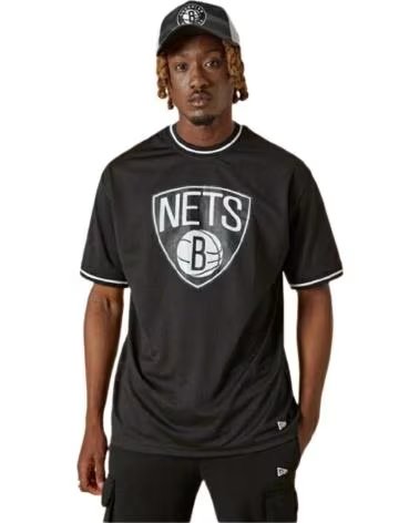 NEW ERA CAMISETA MASCULINA NEW ERA BROOKLYN NETS NBA MANGA CURTA PRETA NEGRO