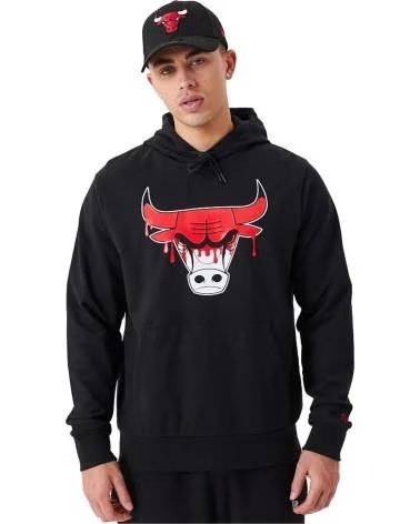NEW ERA MOLETOM COM CAPUZ NEW ERA CHICAGO BULLS MASCULINO PRETO NEGRO