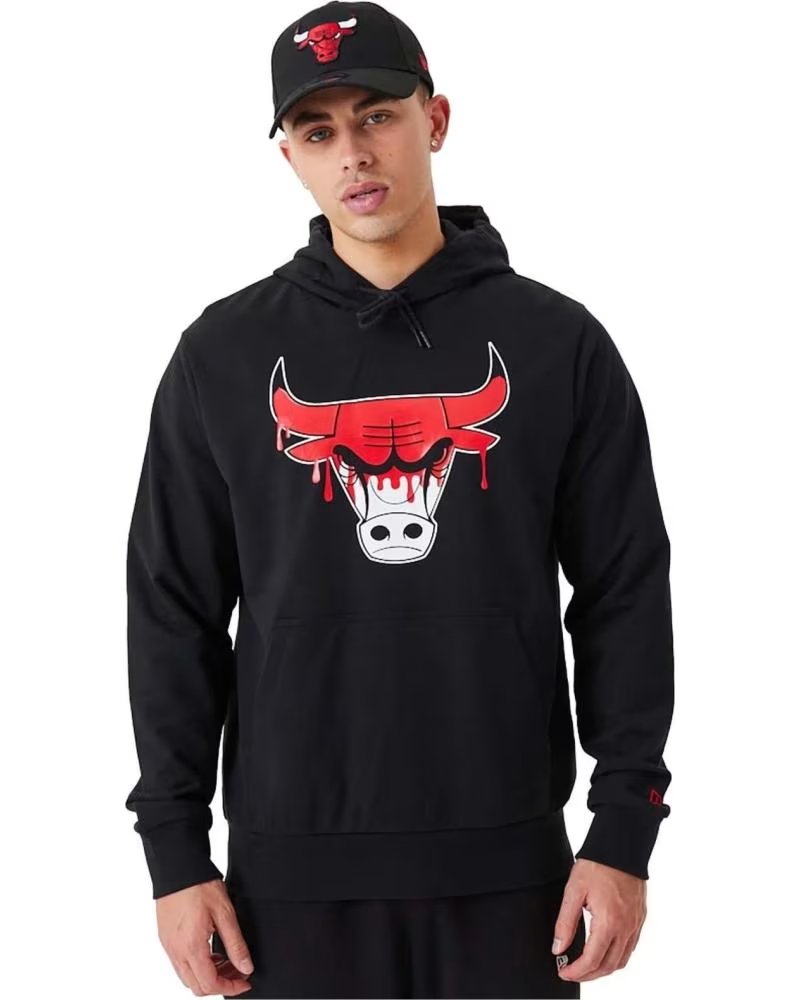 NEW ERA MOLETOM COM CAPUZ NEW ERA CHICAGO BULLS MASCULINO PRETO NEGRO