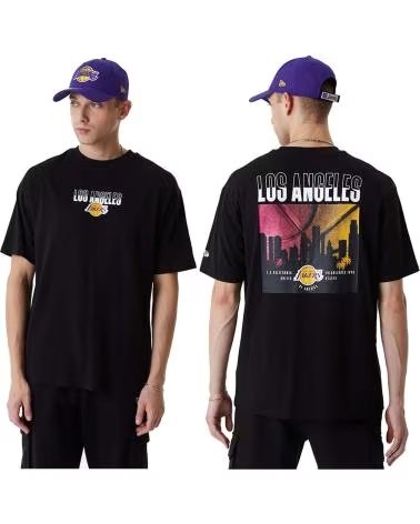 NEW ERA T-SHIRT MANICA CORTA NEW ERA CON SKYLINE DI LOS ANGELES DA UOMO NEGRO