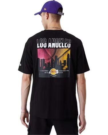NEW ERA CAMISETA DE MANGA CURTA NEW ERA LOS ANGELES SKYLINE MASCULINA NEGRO