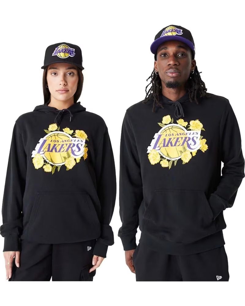 NEW ERA MOLETOM COM CAPUZ NEW ERA LOS ANGELES LAKERS FLORAL NEGRO
