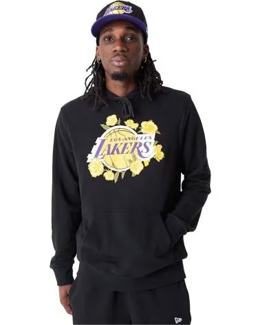 NEW ERA MOLETOM COM CAPUZ NEW ERA LOS ANGELES LAKERS FLORAL NEGRO