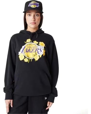 NEW ERA MOLETOM COM CAPUZ NEW ERA LOS ANGELES LAKERS FLORAL NEGRO