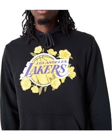 NEW ERA MOLETOM COM CAPUZ NEW ERA LOS ANGELES LAKERS FLORAL NEGRO