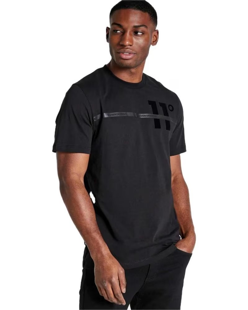 11 DEGREES CAMISETA 11 DEGREES FLOCK PRINT LARGE GR NEGRA PARA HOMBRE NEGRO