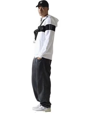 11 DEGREES FELPA CON CAPPUCCIO 11 DEGREES MESH OVERLAY QUARTER BIANCA BLANCO