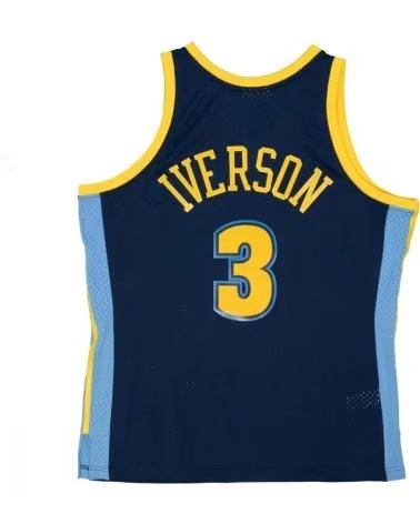 MITCHELL  NESS MAGLIA MITCHELL & NESS DENVER NUGGETS ALLEN IVERSON #3 HARDWOOD CLASSICS AZUL