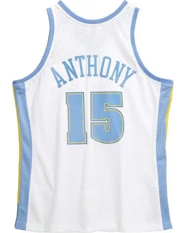 MITCHELL  NESS CAMISA MITCHELL & NESS DENVER NUGGETS CARMELO ANTHONY 15 BRANCA NBA BLANCO